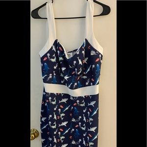 2XL Unique Vintage Blue Shark Wiggle Dress